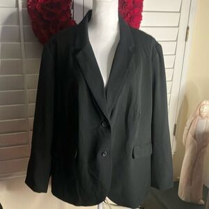 🩶🖤George Black Lined Classic Long Sleeved Blazer W/Lapel & Black Buttons Sz 26W